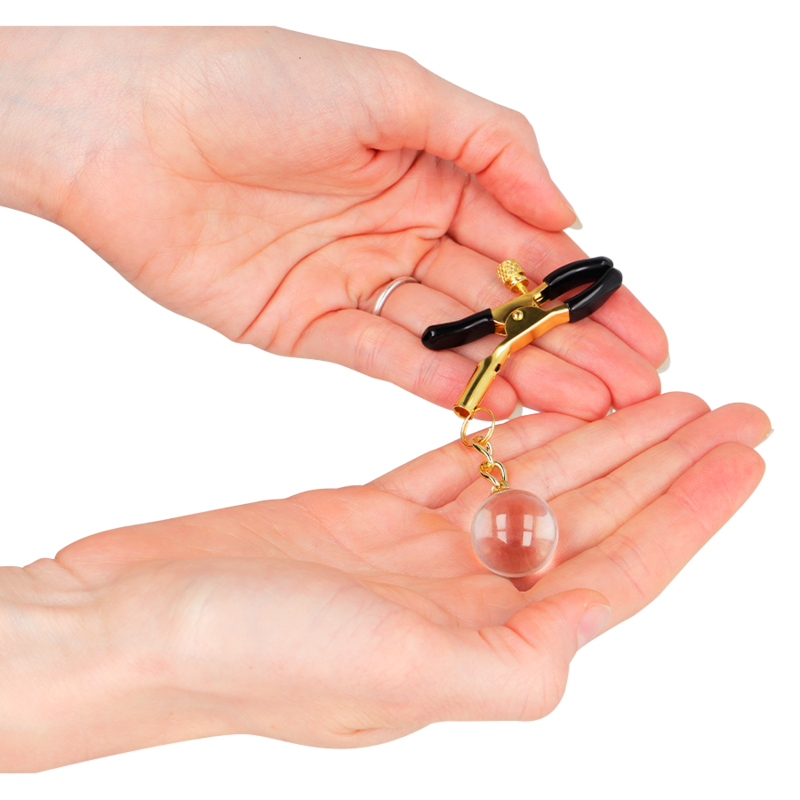 KINK - GLASS BEAD NIPPLE CLAMPS GOLD 6 CM - Amore24