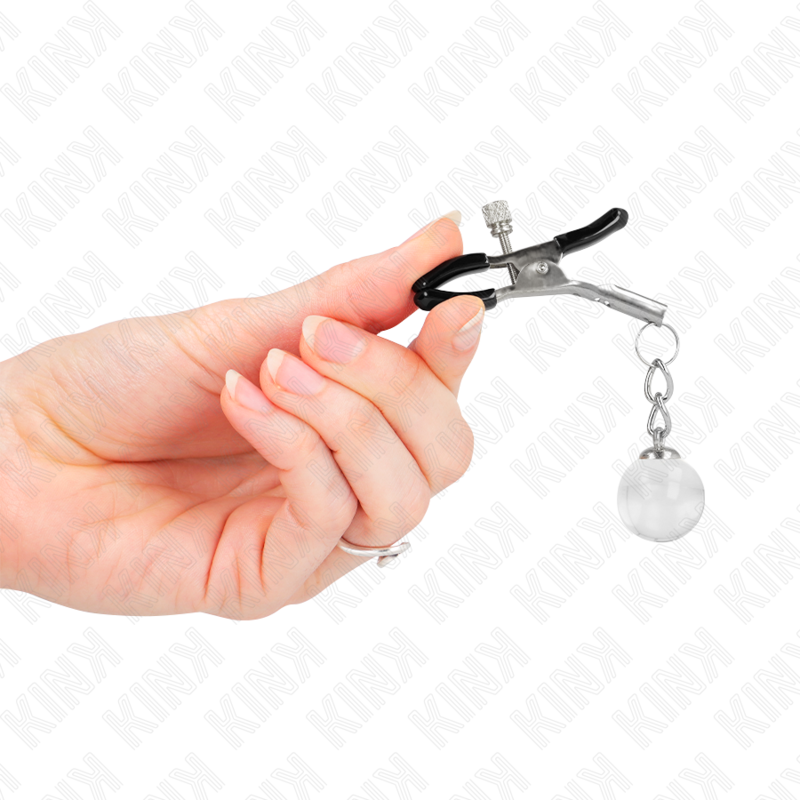 KINK - GLASS BEAD NIPPLE CLAMPS SILVER 6 CM - Amore24