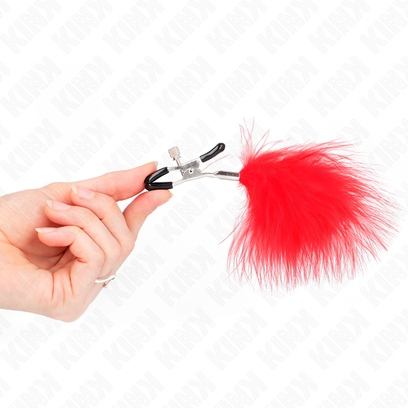 KINK - FEATHER NIPPLE CLAMP RED 7 CM - Amore24