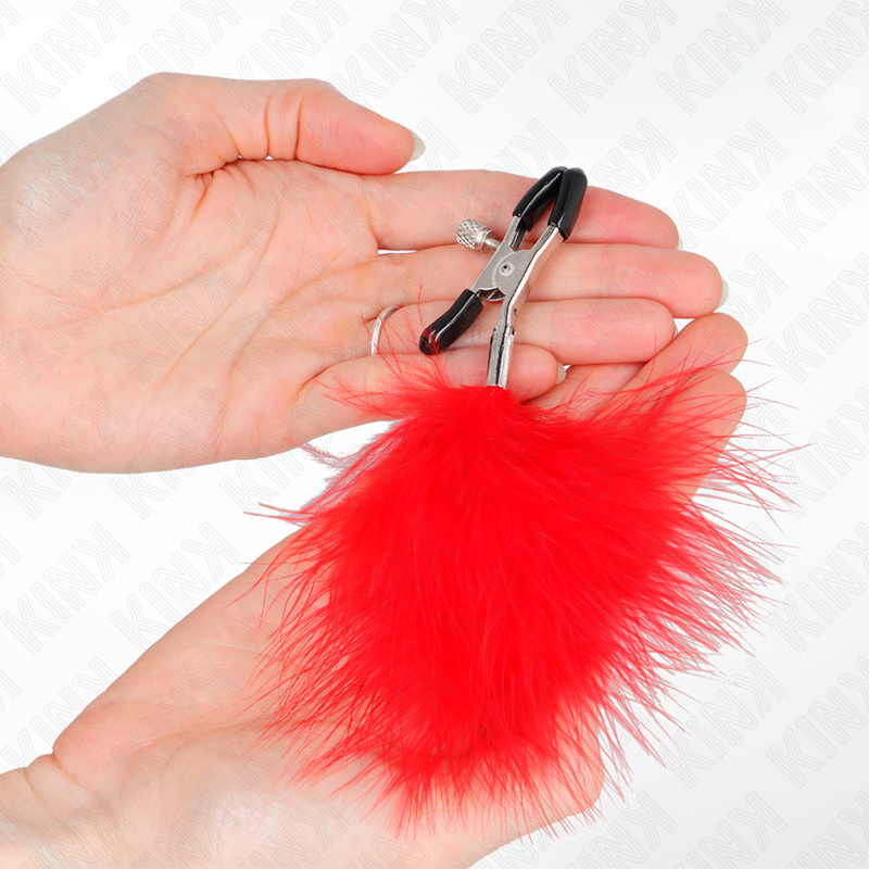 KINK - FEATHER NIPPLE CLAMP RED 7 CM - Amore24