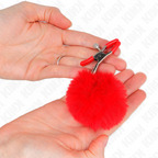 KINK - FAUX FUR BALL NIPPLE CLAMP RED 6 CM - Amore24