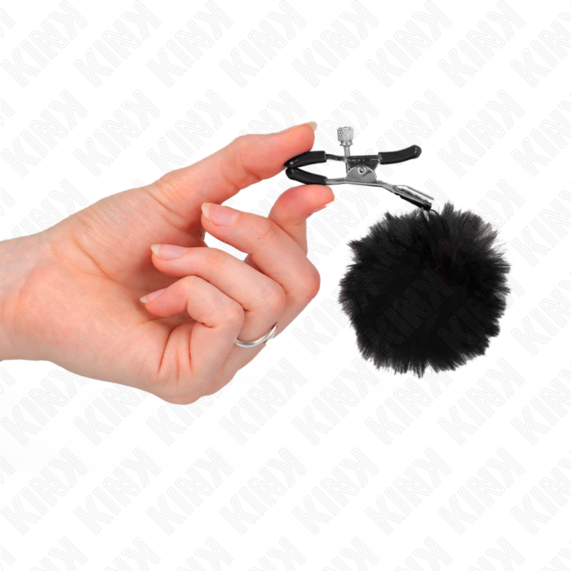 KINK - FAUX FUR BALL NIPPLE CLAMP BLACK 6 CM - Amore24
