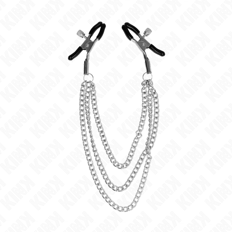 KINK - NIPPLE CLAMPS WITH 3 CHAINS SILVER 20/23/28 CM - Amore24