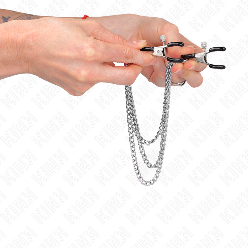 KINK - NIPPLE CLAMPS WITH 3 CHAINS SILVER 20/23/28 CM - Amore24