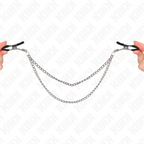 KINK - NIPPLE CLAMPS WITH 2 THICK CHAINS SILVER 20/23 CM - Amore24