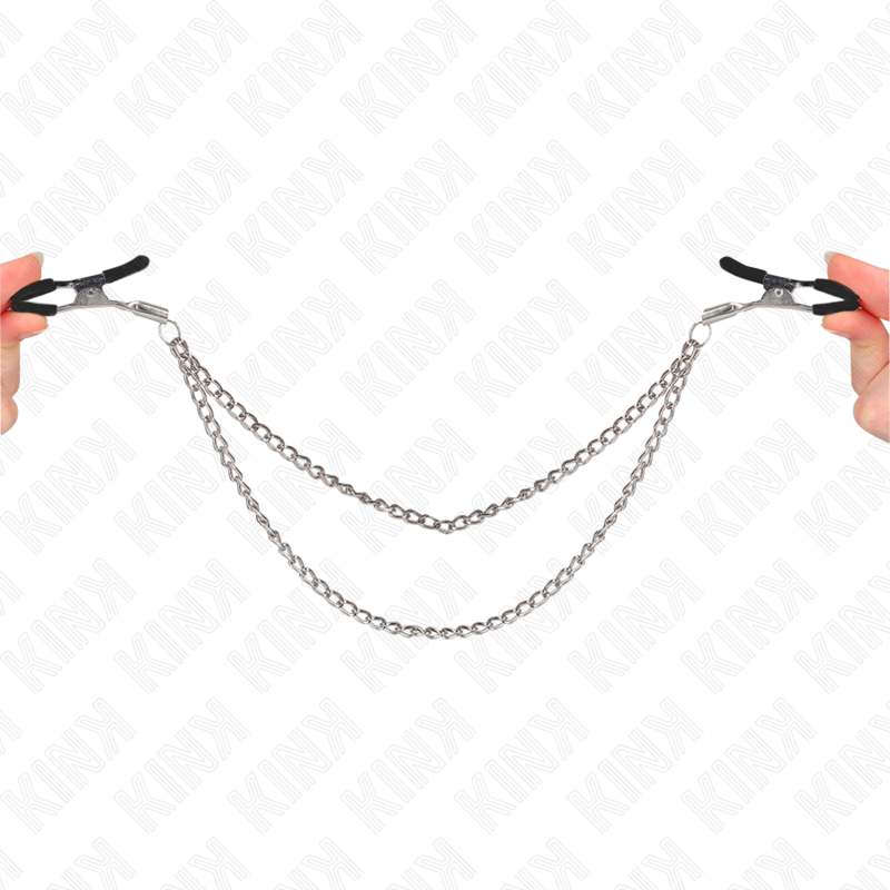 KINK - NIPPLE CLAMPS WITH 2 THICK CHAINS SILVER 20/23 CM - Amore24