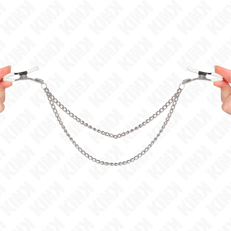 KINK - NIPPLE CLAMPS WITH 2 THIN CHAINS SILVER 20/23 CM - Amore24