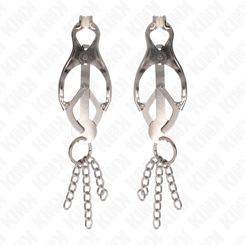 KINK - JAPANESE CLOVER NIPPLE CLAMPS WITH LITTLE CHAINS SILVER - Amore24