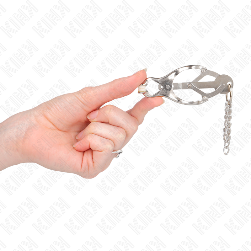 KINK - JAPANESE CLOVER NIPPLE CLAMPS WITH LITTLE CHAINS SILVER - Amore24