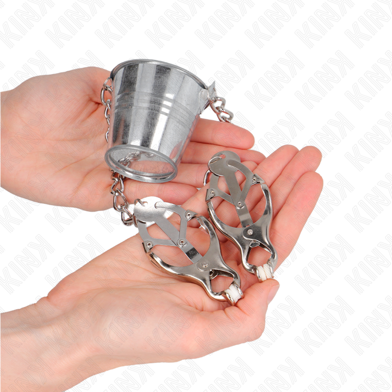 KINK - NIPPLE CLAMPS WITH A BUCKET SILVER - Amore24
