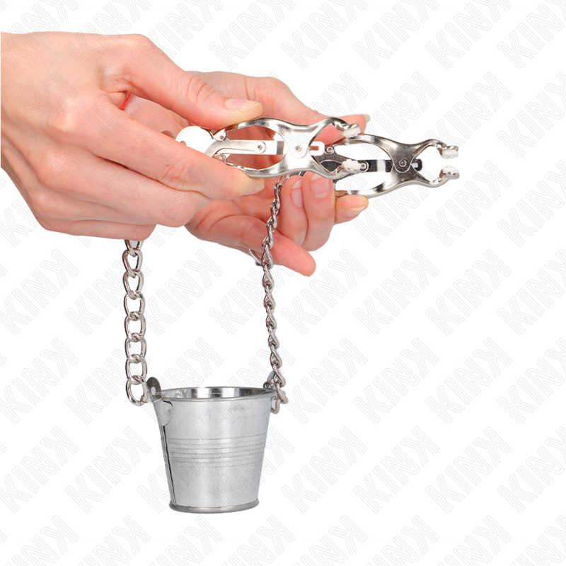 KINK - NIPPLE CLAMPS WITH A BUCKET SILVER - Amore24