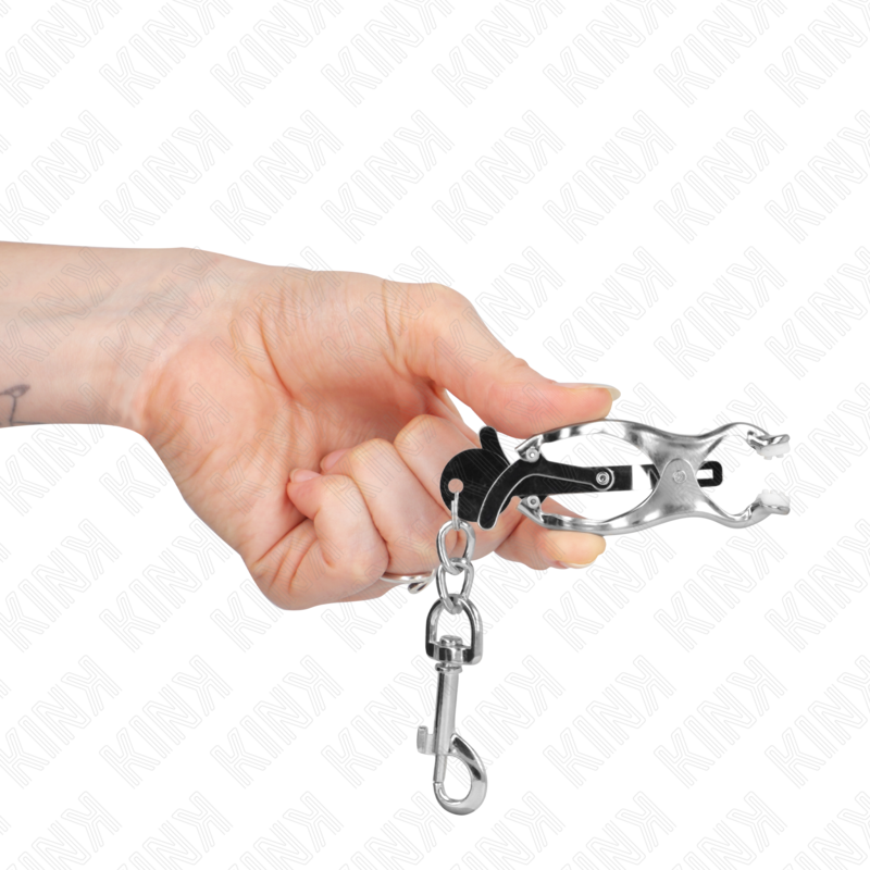 KINK - JAPANESE CLOVER NIPPLE CLAMPS WITH HOOKS SILVER - Amore24