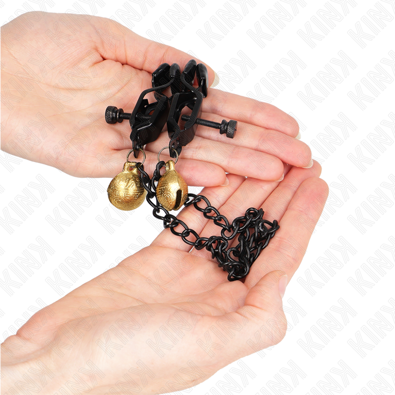KINK - FLAT CHAIN NIPPLE CLAMPS AND BELL SILVER 30 CM - Amore24