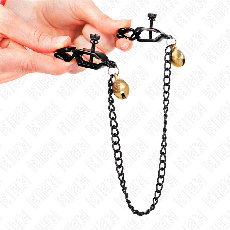 KINK - FLAT CHAIN NIPPLE CLAMPS AND BELL SILVER 30 CM - Amore24