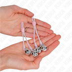 KINK - LUMINOUS SKULL NIPPLE CLAMPS WITH RING BELLS ADJUSTABLE PINK / SILVER - Amore24
