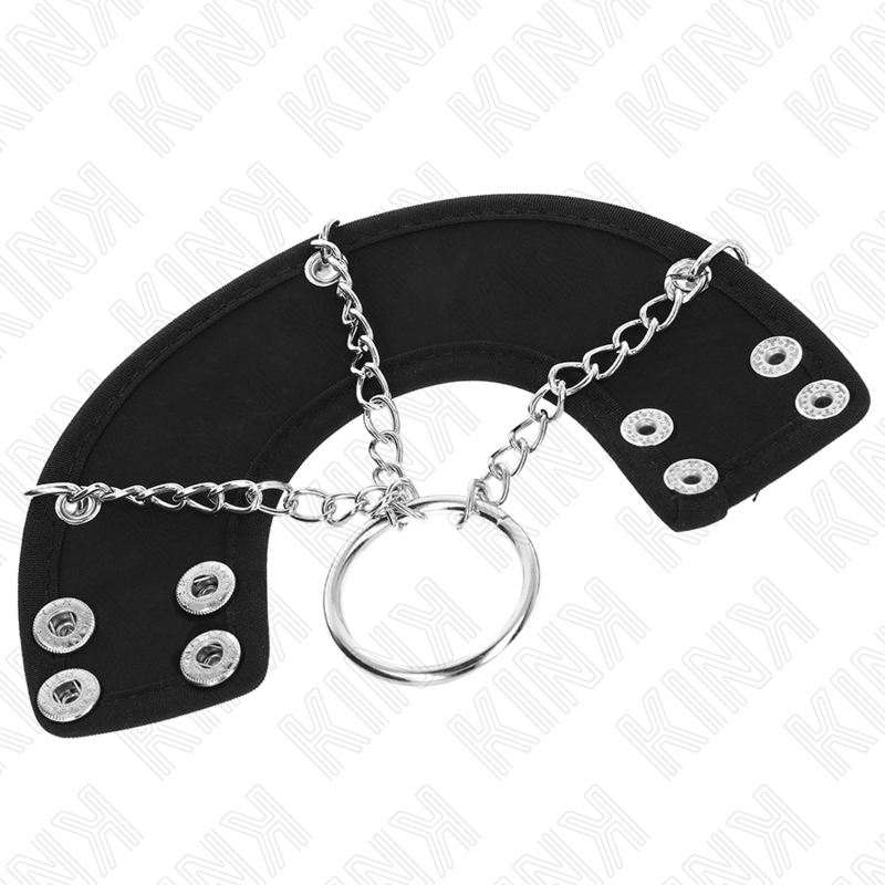 KINK - PENIS RING 4 CM CHAIN 7 CM METAL WITH LEATHER BELT - Amore24