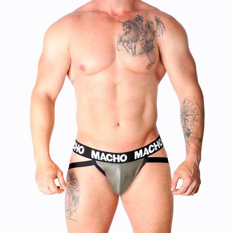 MACHO - MX27GR LEATHER JOCK GRAY BEIGE XL - Amore24