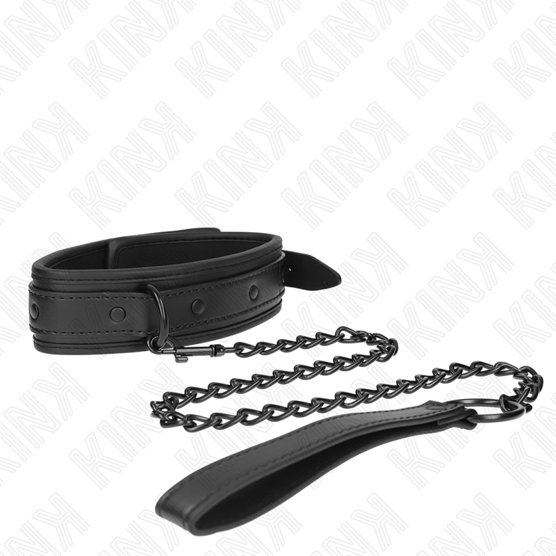 KINK - NEOPRENE BONDAGE COLLAR MODEL 2 WITH BELT 78 CM ADJUSTABLE 37.5 X 49.5 CM - Amore24