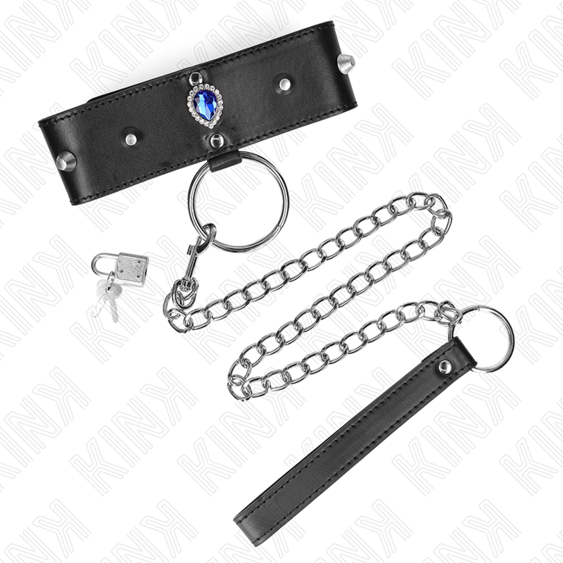 KINK - NECKLACE 65 CM WITH STRAP WITH BLUE DIAMONDS ADJUSTABLE 36-43 CM X 5 CM - Amore24