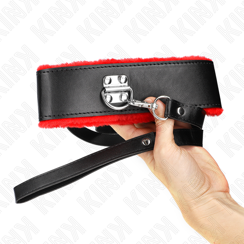 KINK - NECKLACE WITH BELT 116 CM WITH RED LEATHER STRAP ADJUSTABLE 40-48 CM X 6 CM - Amore24