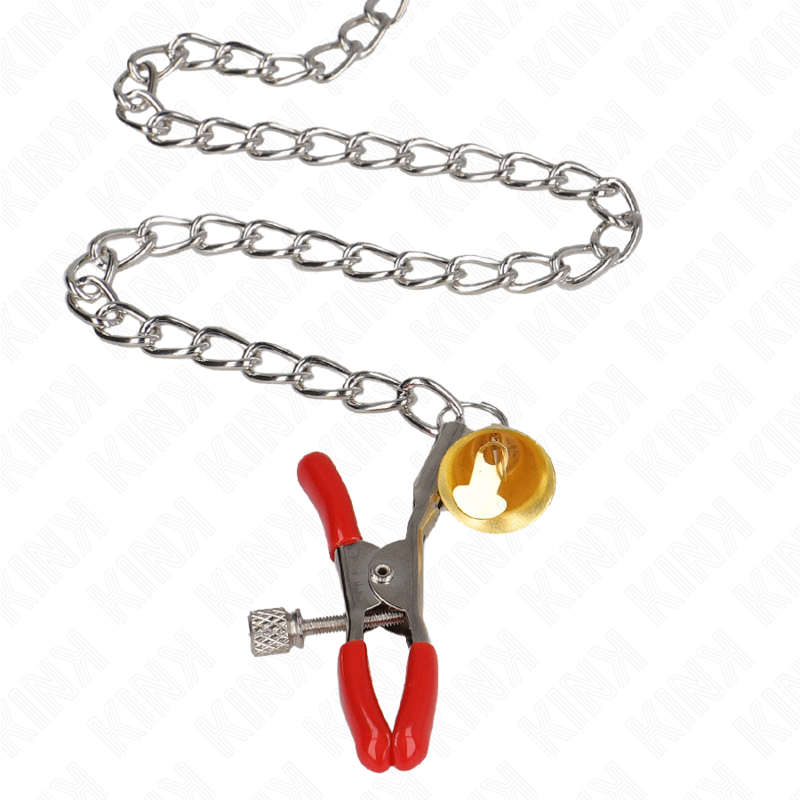 KINK - BELL TRIPLE NIPPLE AND CLIT CLAMPS RED WITH CHAIN 30 CM - Amore24