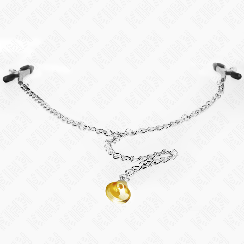 KINK - CHAIN NIPPLE CLAMPS WITH HORN PENDANT 30 CM - Amore24