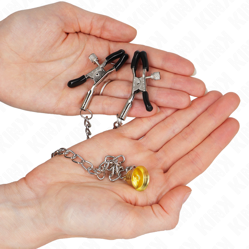 KINK - CHAIN NIPPLE CLAMPS WITH HORN PENDANT 30 CM - Amore24