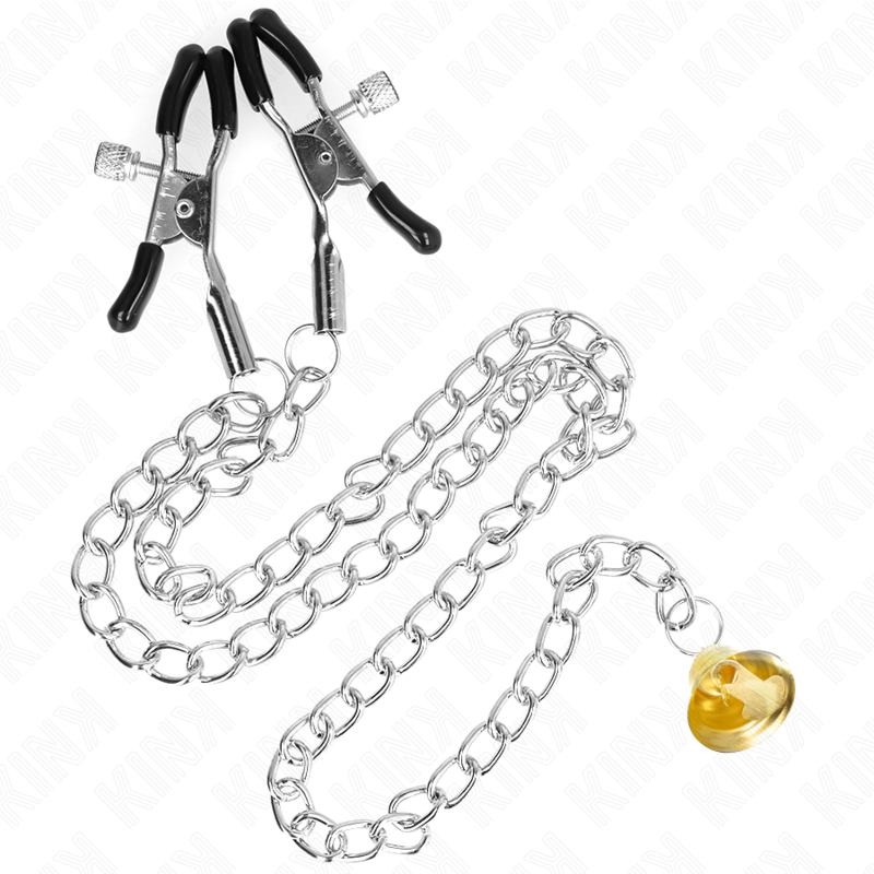 KINK - CHAIN NIPPLE CLAMPS WITH HORN PENDANT 30 CM - Amore24
