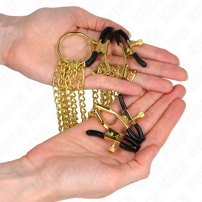 KINK - 4 NIPPLE AND CLIT CLAMPS ADJUSTABLE GOLD - Amore24