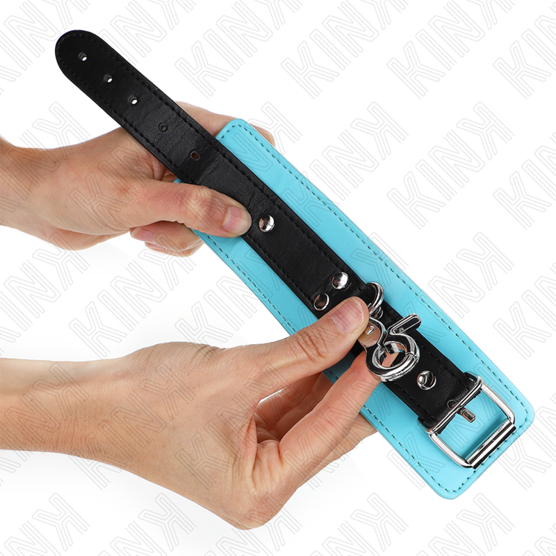 KINK - PREMIUM LOCKABLE WRIST RESTRAINTS BLACK / BLUE ADJUSTABLE 21-28 CM X 5.5 CM - Amore24