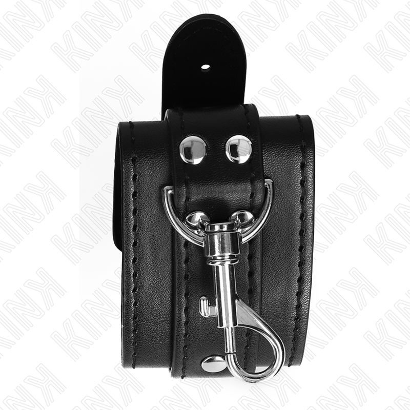KINK - LOCKABLE DUNGEON WRIST RESTRAINTS BLACK ADJUSTABLE 21-28 CM X 5.5 CM - Amore24