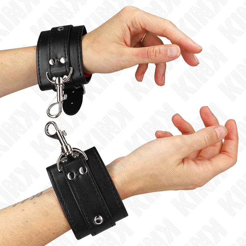 KINK - LOCKABLE DUNGEON WRIST RESTRAINTS BLACK ADJUSTABLE 21-28 CM X 5.5 CM - Amore24
