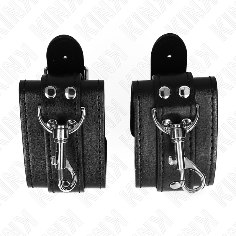 KINK - LOCKABLE DUNGEON WRIST RESTRAINTS BLACK ADJUSTABLE 21-28 CM X 5.5 CM - Amore24