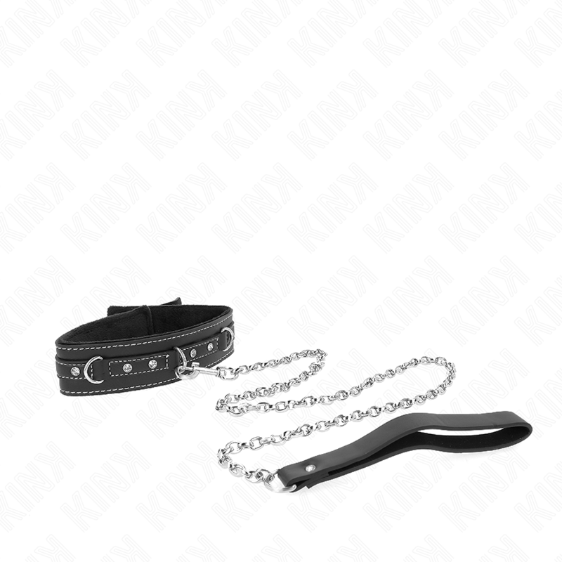 KINK - PVC LEATHER NECKLACE WITH BELT 105 CM RHINESTONE RIVET 41.5 X 4 CM - Amore24