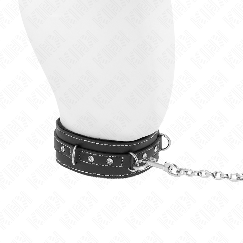 KINK - PVC LEATHER NECKLACE WITH BELT 105 CM RHINESTONE RIVET 41.5 X 4 CM - Amore24