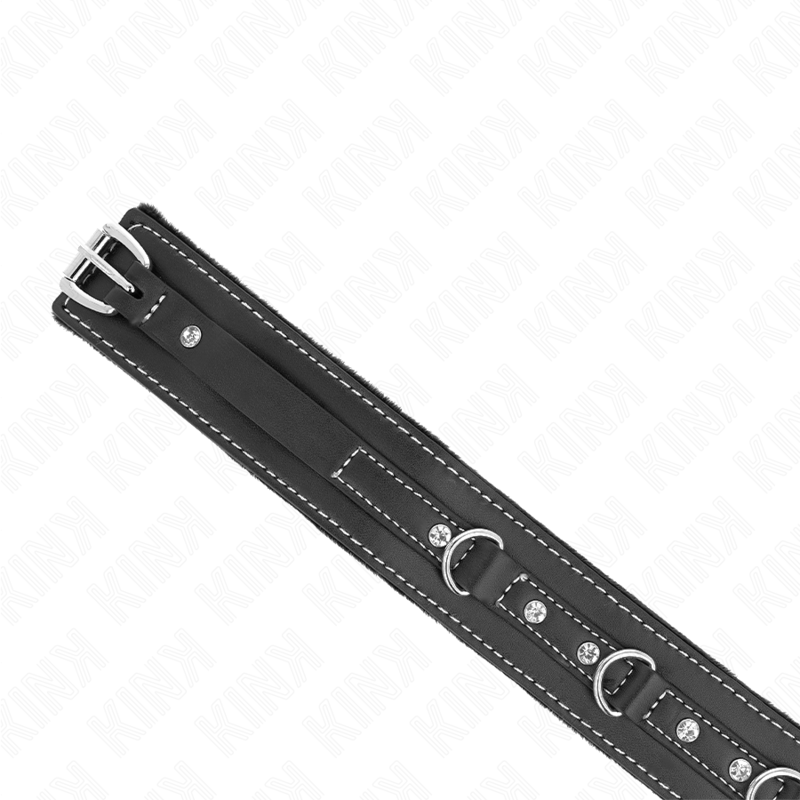 KINK - PVC LEATHER NECKLACE WITH BELT 105 CM RHINESTONE RIVET 41.5 X 4 CM - Amore24