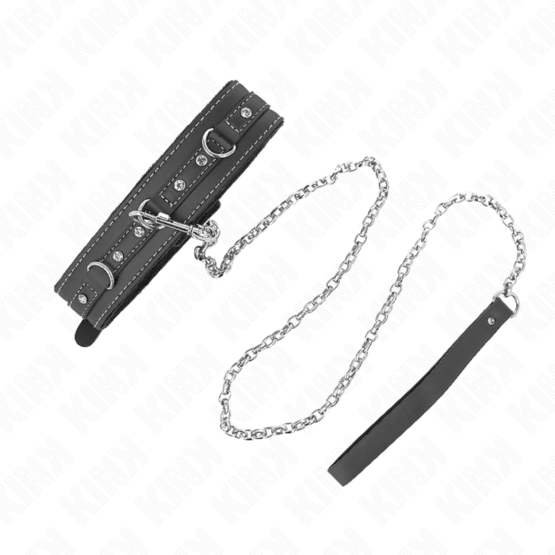 KINK - PVC LEATHER NECKLACE WITH BELT 105 CM RHINESTONE RIVET 41.5 X 4 CM - Amore24