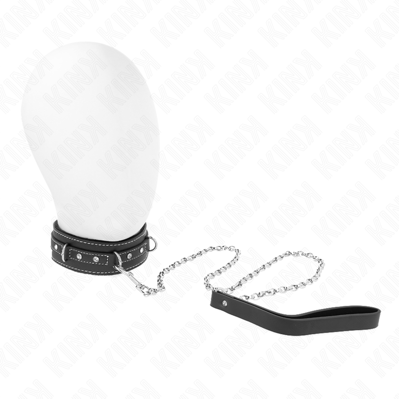 KINK - PVC LEATHER NECKLACE WITH BELT 105 CM RHINESTONE RIVET 41.5 X 4 CM - Amore24
