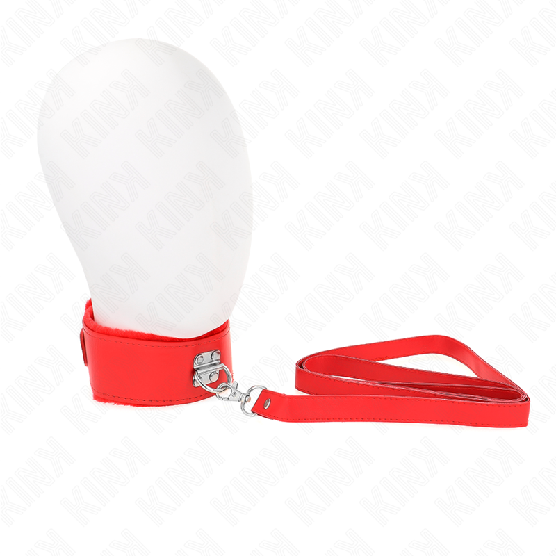 KINK - NECKLACE WITH LEASH 116 CM WITH SILVER STUDS MODEL 4 RED ADJUSTABLE 40-48 CM X 6 CM - Amore24