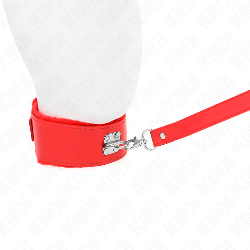 KINK - NECKLACE WITH LEASH 116 CM WITH SILVER STUDS MODEL 4 RED ADJUSTABLE 40-48 CM X 6 CM - Amore24