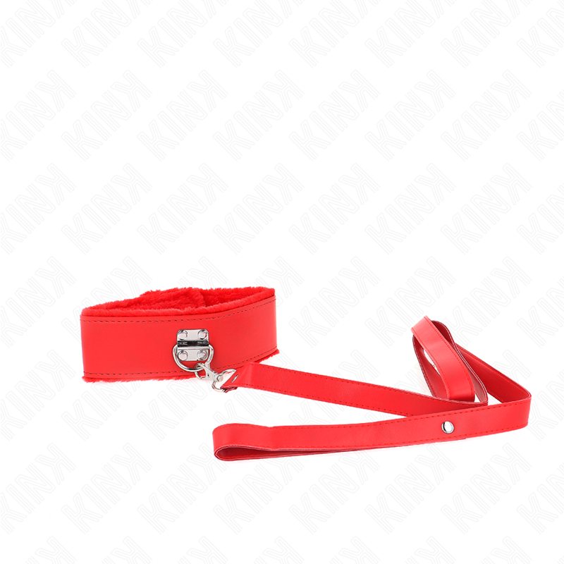 KINK - NECKLACE WITH LEASH 116 CM WITH SILVER STUDS MODEL 4 RED ADJUSTABLE 40-48 CM X 6 CM - Amore24
