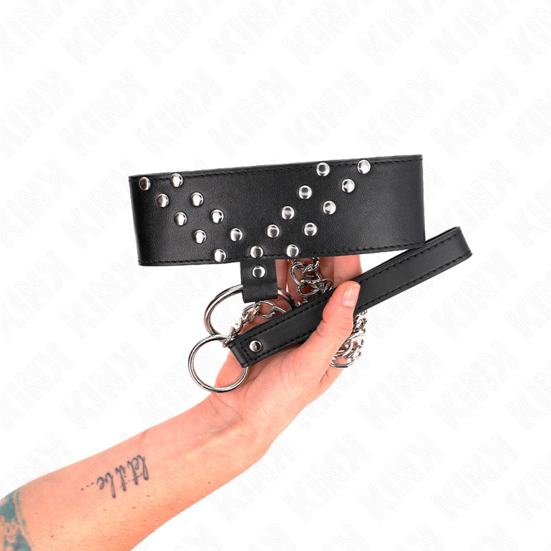 KINK - NECKLACE WITH BELT 65 CM WITH V RIVET ADJUSTABLE 36-43 CM X 5 CM - Amore24
