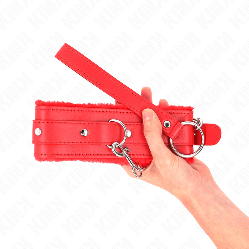 KINK - COLLAR WITH LEASH 65 CM WITH RESTRICTIONS RED 36 - 42 CM X 5.5 CM - Amore24