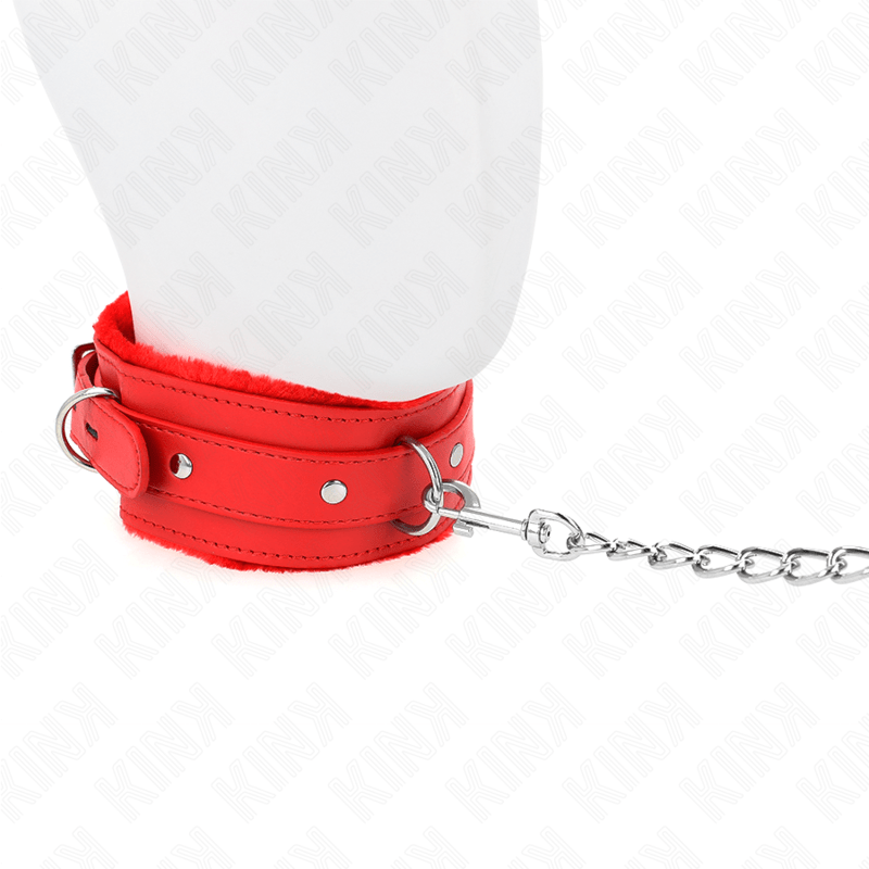 KINK - COLLAR WITH LEASH 65 CM WITH RESTRICTIONS RED 36 - 42 CM X 5.5 CM - Amore24