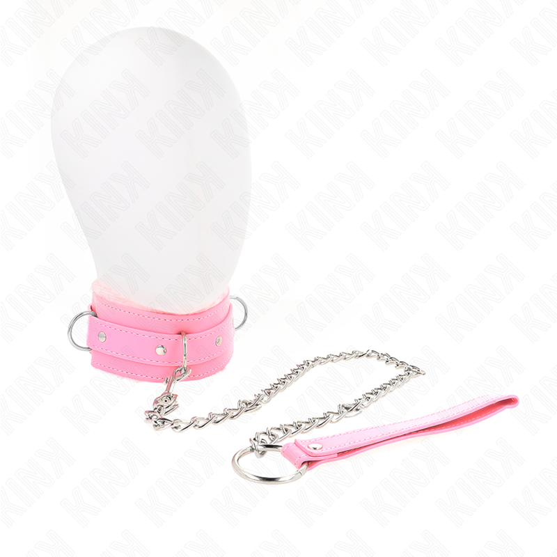 KINK - COLLAR WITH LEASH 65 CM WITH RESTRICTIONS PINK 36-42 CM X 5.5 CM - Amore24