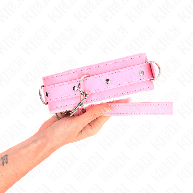 KINK - COLLAR WITH LEASH 65 CM WITH RESTRICTIONS PINK 36-42 CM X 5.5 CM - Amore24