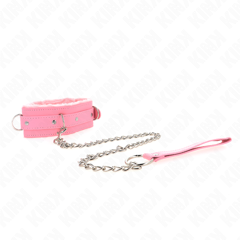 KINK - COLLAR WITH LEASH 65 CM WITH RESTRICTIONS PINK 36-42 CM X 5.5 CM - Amore24