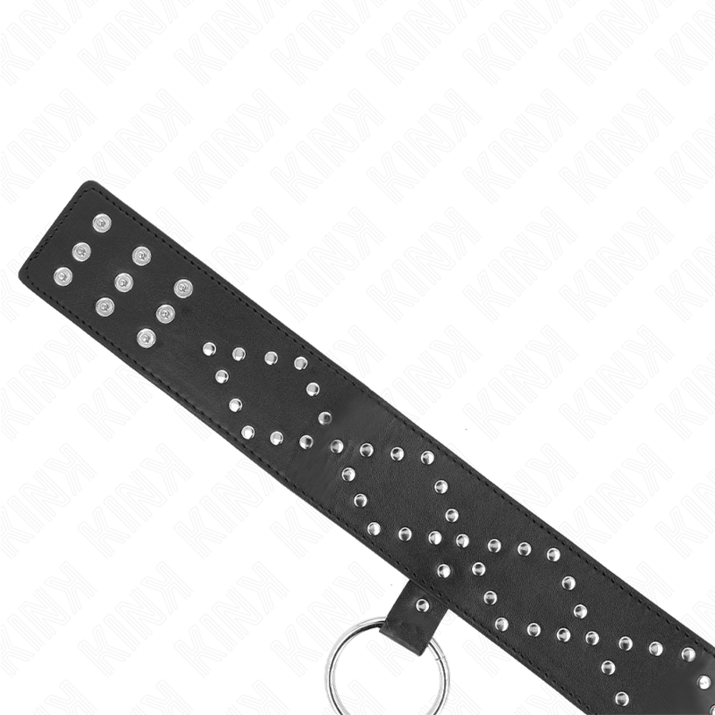 KINK - NECKLACE 65 CM WITH LEASH WITH SILVER STUDS MODEL 3 ADJUSTABLE 36-43 CM X 5 CM - Amore24