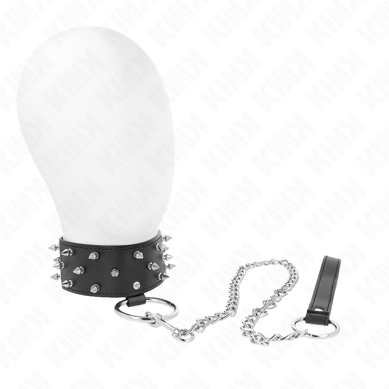 KINK - NECKLACE WITH LEASH 65 CM WITH SILVER STUDS MODEL 5 ADJUSTABLE 36-43 CM X 5 CM - Amore24