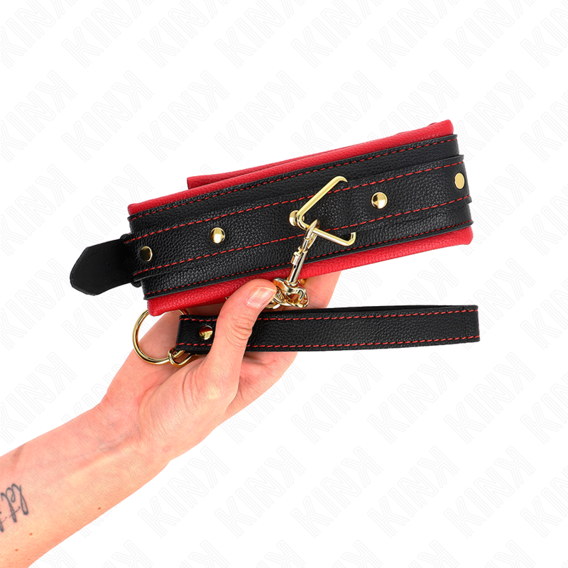 KINK - COLLAR WITH PLAIN FABRIC LEASH ADJUSTABLE 33-48 CM X 5.7 CM - Amore24